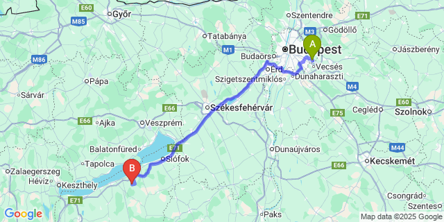 Map: Budapest Airport (BUD), Ferihegy, Liszt Ferenc to Teleki