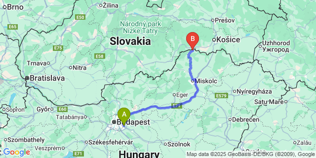 Map: Budapest Airport (BUD), Ferihegy, Liszt Ferenc to Tornanádaska