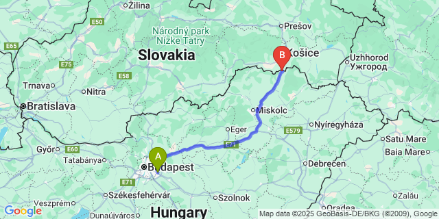 Map: Budapest Airport (BUD), Ferihegy, Liszt Ferenc to Tornyosnémeti