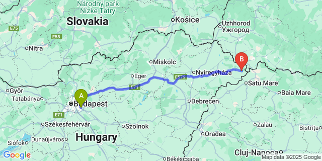 Map: Budapest Airport (BUD), Ferihegy, Liszt Ferenc to Túrricse