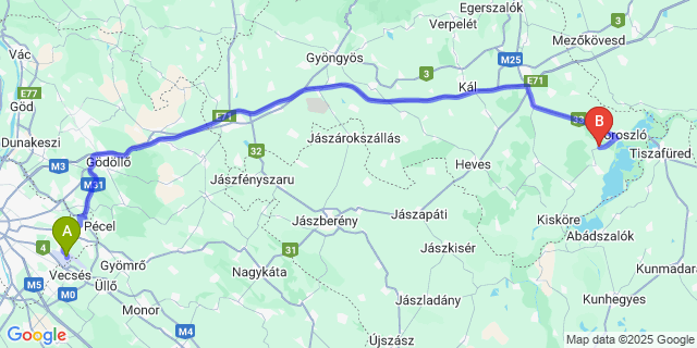 Map: Budapest Airport (BUD), Ferihegy, Liszt Ferenc to Újlőrincfalva