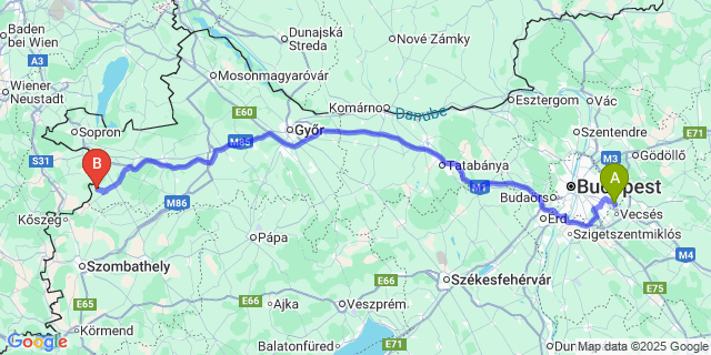 Map: Budapest Airport (BUD), Ferihegy, Liszt Ferenc to Und