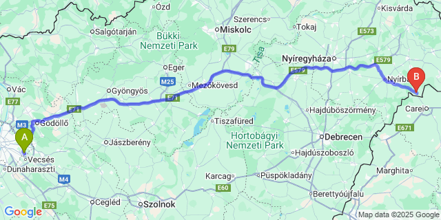 Map: Budapest Airport (BUD), Ferihegy, Liszt Ferenc to Vállaj