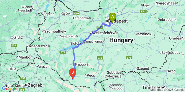 Map: Budapest Airport (BUD), Ferihegy, Liszt Ferenc to Várad