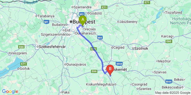 Map: Budapest Airport (BUD), Ferihegy, Liszt Ferenc to Városföld