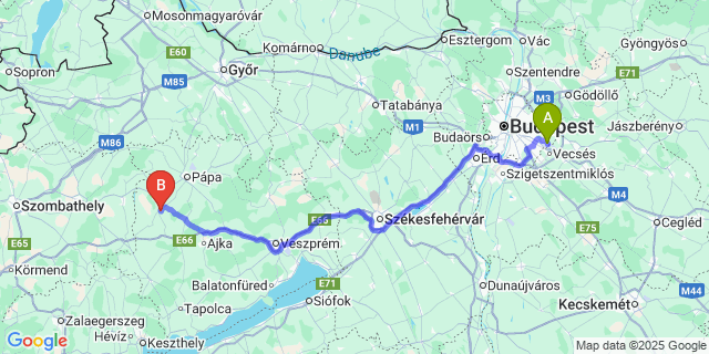 Map: Budapest Airport (BUD), Ferihegy, Liszt Ferenc to Vid