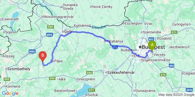 Map: Budapest Airport (BUD), Ferihegy, Liszt Ferenc to Vinár
