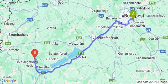 Map: Budapest Airport (BUD), Ferihegy, Liszt Ferenc to Vindornyalak