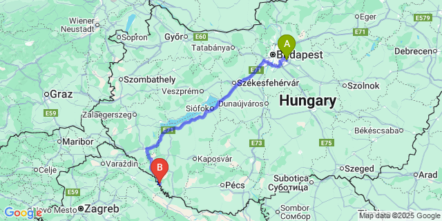 Map: Budapest Airport (BUD), Ferihegy, Liszt Ferenc to Vízvár