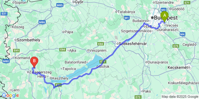 Map: Budapest Airport (BUD), Ferihegy, Liszt Ferenc to Vöckönd