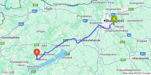 Map: Budapest Airport (BUD), Ferihegy, Liszt Ferenc to Zalahaláp