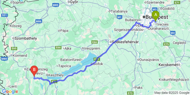 Map: Budapest Airport (BUD), Ferihegy, Liszt Ferenc to Zalaigrice