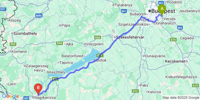 Map: Budapest Airport (BUD), Ferihegy, Liszt Ferenc to Zalasárszeg