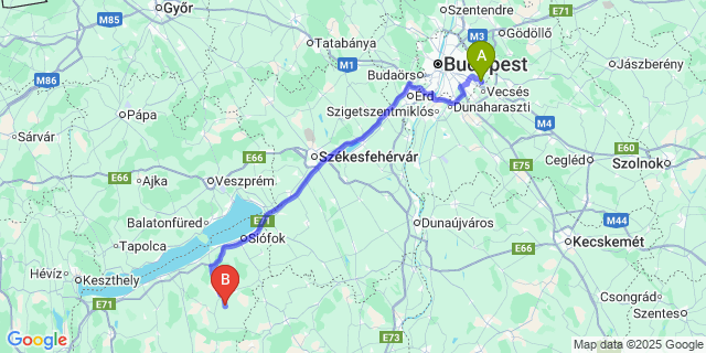 Map: Budapest Airport (BUD), Ferihegy, Liszt Ferenc to Zics