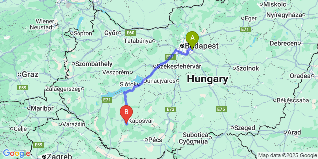 Map: Budapest Airport (BUD), Ferihegy, Liszt Ferenc to Zselickislak